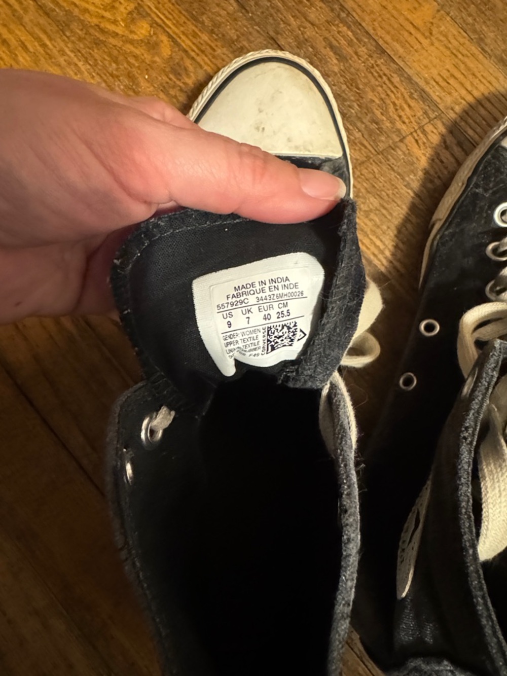 Converse Black High-Top Canvas Sneakers with White Accents - Picture 6 of 6